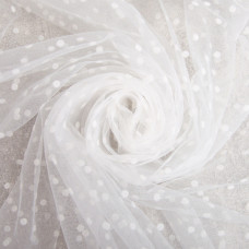 Тканина фатин декорувальна 26 г/м2 150 см у горошок для суконь, декору та аксесуарів молоко