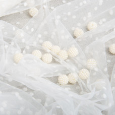 Тканина фатин декорувальна 26 г/м2 150 см у горошок для суконь, декору та аксесуарів молоко