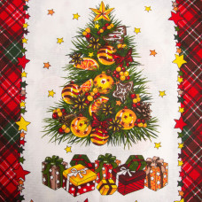 Тканина рушникова вафельна Святкова Ялинка 150 см 160 г/м2, бавовна, натуральна, щільна, всмоктальна, тканина для рушників