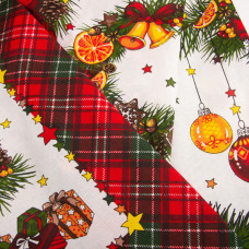 Тканина рушникова вафельна Святкова Ялинка 150 см 160 г/м2, бавовна, натуральна, щільна, всмоктальна, тканина для рушників