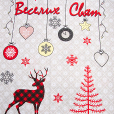 Тканина полотенна вафельна Олені 150 см 160 г/м2, бавовна, натуральна, щільна, всмоктувальна, тканина для рушників