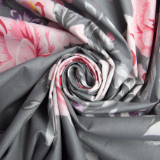 Тканина бязь ранфорс для постільної білизни, бавовна, 130 г/м2, 240 см 24954 троянди на сірому