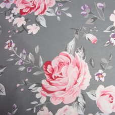Тканина бязь ранфорс для постільної білизни, бавовна, 130 г/м2, 240 см 24954 троянди на сірому