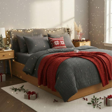 Комплект постільної білизни полуторний Cloud Dream IDEIA жатка, у подарунковому пакованні т/сірий
