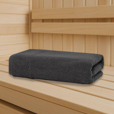 Рушник махровий 100х150 см пл 600 г/м2 банний для тіла та сауни натуральна бавовна т/сірий