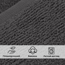 Рушник махровий 50х90 см пл 600 г/м2 для рук і обличчя натуральний бавовна т/сірий