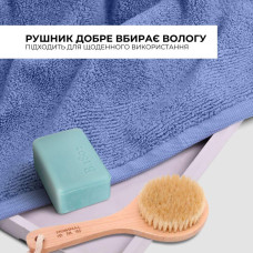 Рушник махровий 50х90 см пл 600 г/м2 для рук і обличчя натуральна бавовна синій