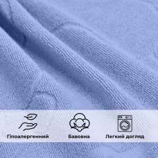 Килимок для ніг і ванної кімнати 50х70 см бавовна жакард з ніжками пл 700 г/м2 синій