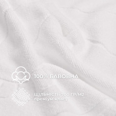 Килимок для ніг і ванної кімнати 50х70 см бавовна жакард з ніжками пл 700 г/м2 білий