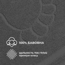Килимок для ніг і ванної кімнати 50х70 см бавовна жакард з ніжками пл 700 г/м2 т/сірий