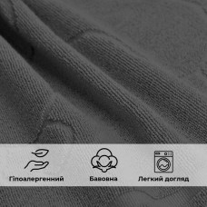 Килимок для ніг і ванної кімнати 50х70 см бавовна жакард з ніжками пл 700 г/м2 т/сірий