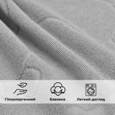 Килимок для ніг і ванної кімнати 50х70 см бавовна жакард з ніжками пл 700 г/м2 сірий