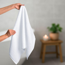 Рушник махровий 50х90 см пл 600 г/м2 для рук та обличчя натуральна бавовна білий