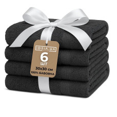 Набір рушників 6 шт 30х30 см махрові пл 550 натуральна бавовна, серветка, рушник т/сірий