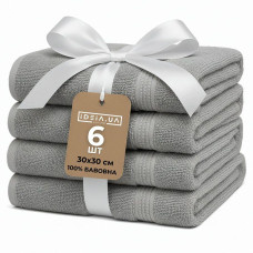 Набір рушників 6 шт 30х30 см махрові пл 550 натуральна бавовна, серветка, рушник сірий