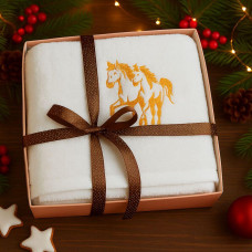 Рушник з вишивкою Рік Коника 50х90 см в подарунковому пакованні, бавовна