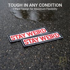 Набір із 2 нашивок "Stay Weird" (Залишайся дивним), вишиті, на липучці, кумедні нашивки для тактичного жилета, шеврони