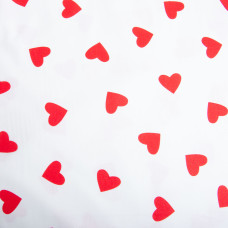 Тканина бязь ранфорс для постільної білизни, бавовна, 130 гр/м2, 240 см 1140 Серденько червоне на білому