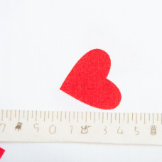 Тканина бязь ранфорс для постільної білизни, бавовна, 130 гр/м2, 240 см 1140 Серденько червоне на білому