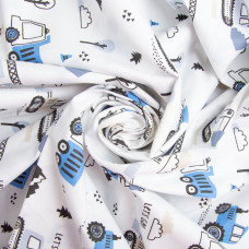 Тканина бязь ранфорс для постільної білизни, бавовна, 130 гр/м2, 240 см 5,27594/7 Тракторець синій