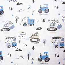 Тканина бязь ранфорс для постільної білизни, бавовна, 130 гр/м2, 240 см 5,27594/7 Тракторець синій