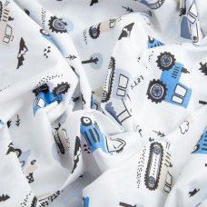 Тканина бязь ранфорс для постільної білизни, бавовна, 130 гр/м2, 240 см 5,27594/7 Тракторець синій