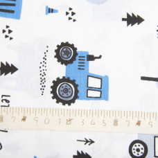 Тканина бязь ранфорс для постільної білизни, бавовна, 130 гр/м2, 240 см 5,27594/7 Тракторець синій