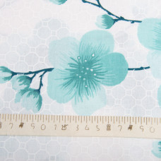 Тканина бязь ранфорс для постільної білизни, бавовна, 130 г/м2, 240 см G-6764/3 Сакура м'ята