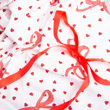 Тканина бязь ранфорс для постільної білизни, бавовна, 130 г/м2, 240 см 5,29409/1 Бантик/Сердечка