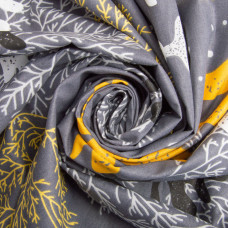 Тканина бязь ранфорс для постільної білизни, бавовна, 130 г/м2, 240 см 5,26937/8 Корали т/сіра