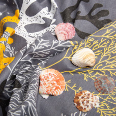 Тканина бязь ранфорс для постільної білизни, бавовна, 130 г/м2, 240 см 5,26937/8 Корали т/сіра