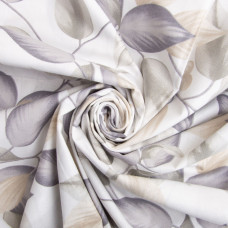 Тканина бязь ранфорс для постільної білизни, бавовна, 130 гр/м2, 240 см 10.29034/16 Листя сіра