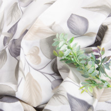 Тканина бязь ранфорс для постільної білизни, бавовна, 130 гр/м2, 240 см 10.29034/16 Листя сіра