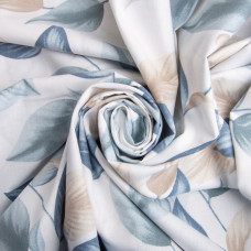 Тканина бязь ранфорс для постільної білизни, бавовна, 130 гр/м2, 240 см 10.29034/25 Листя денім