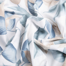 Тканина бязь ранфорс для постільної білизни, бавовна, 130 гр/м2, 240 см 10.29034/25 Листя денім