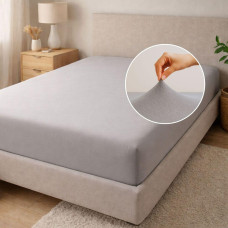 Простирадло трикотажне 160х200х35 см на гумці IDEIA, еластичне, трикотаж, бавовна сіре