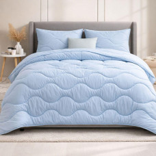Набір постільний NordicBlue полуторний IDEIA ковдра 140х210 та подушка 50х70 блакитний антиалергенний, штучний пух