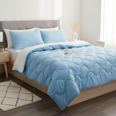 Набір постільний NordicBlue полуторний IDEIA ковдра 140х210 та подушка 50х70 блакитний антиалергенний, штучний пух