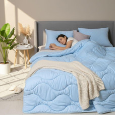 Набір постільний NordicBlue євро IDEIA ковдра 200х220 та 2 шт подушка 50х70 блакитний антиалергенний, штучний пух