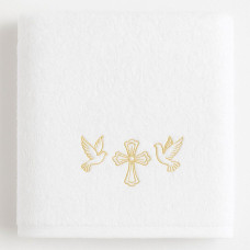 Крижма рушник махровий 70х140 см IDEIA для хрестин з вишивкою, бавовна, білий