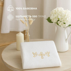 Крижма рушник махровий 70х140 см IDEIA для хрестин з вишивкою, бавовна, білий
