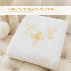 Крижма рушник махровий 70х140 см IDEIA для хрестин з вишивкою, бавовна, білий