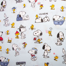 Тканина бязь ранфорс для постільної білизни, бавовна, 130 г/м2, 240 см 25011682/1 Snoopy блакитний