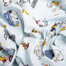 Тканина бязь ранфорс для постільної білизни, бавовна, 130 г/м2, 240 см 25011682/1 Snoopy блакитний