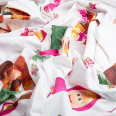 Тканина бязь ранфорс для постільної білизни, бавовна, 130 г/м2, 240 см 25080826/1 Маша й ведмідь