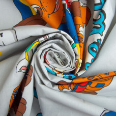 Тканина бязь ранфорс для постільної білизни, бавовна, 130 г/м2, 240 см 25090918/2 Щенячий патруль сірий