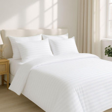 Комплект постільної білизни IDEIA євро 200х220 сатин бавовна преміум страйп білий