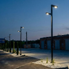 Опора вуличного освітлення 5 м, Ліхтарний стовп лофт, Чорний ТЕРМОПЛАСТ, 2 світильники по 40W LED, Україна