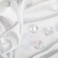 Тканина трикотаж Голограма 200 г/м2 блискуча, еластична для вечірніх вбрань, карнавальних костюмів, аксесуарів біла