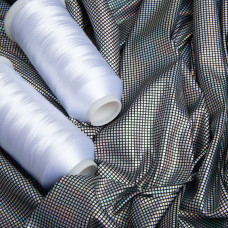 Тканина трикотаж Голограма 200 г/м2 блискуча, еластична для вечірніх вбрань, карнавальних костюмів, аксесуарів чорна